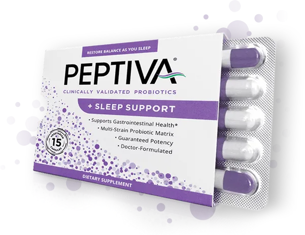 Peptiva 26 Billion CFU Probiotic and Sleep Support - Clinically Validated  Multi-Strain Probiotic - Lactobacillus and Bifidobacterium, Melatonin - 30